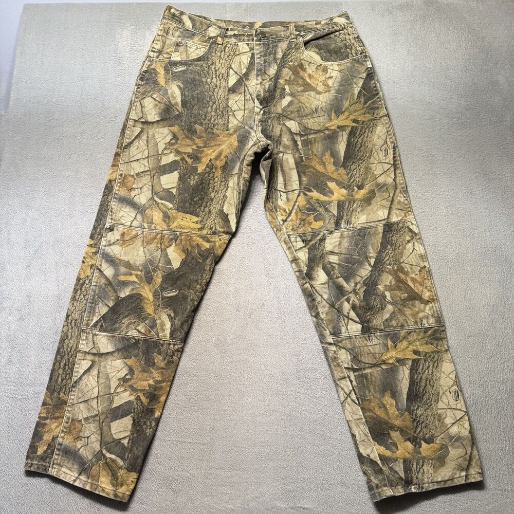 Wrangler 97GR1HH Realtree Hardwoods Camo Jeans Mens 38x34 Double Knee Hunting